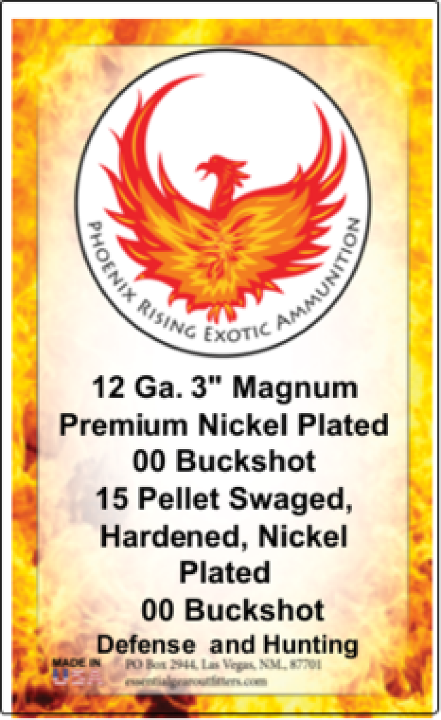 12 GAUGE 3" MAGNUM PREMIUM NICKLE PLATED 00 BUCKSHOT 15 PELLETS