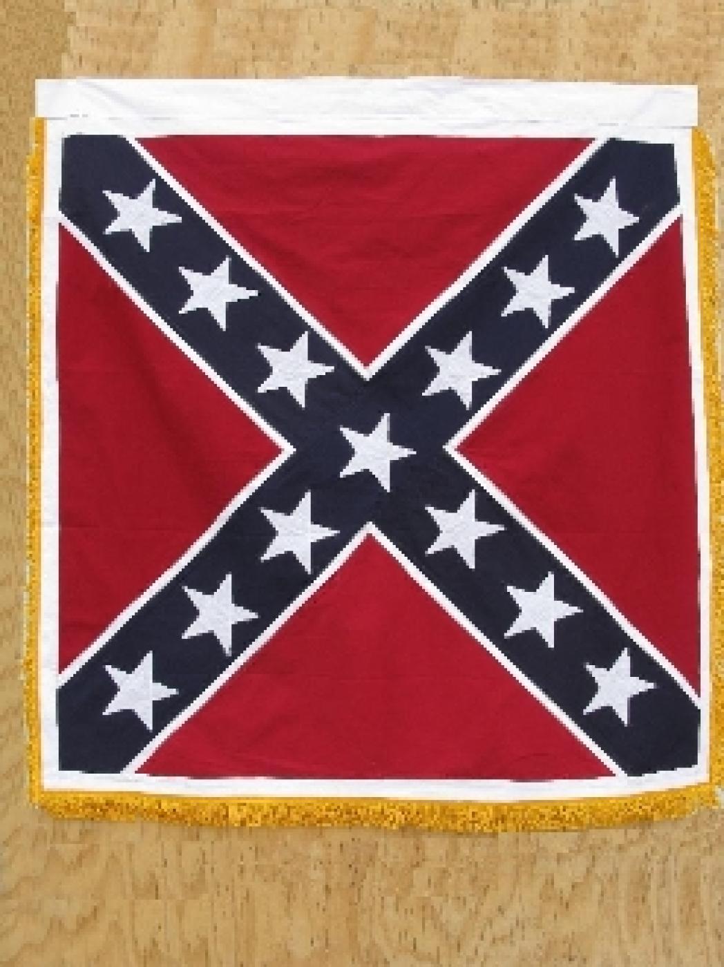 CONFEDERATE ARTILLERY BATTLE FLAG GOLD FRINGE 38X38" SEWN