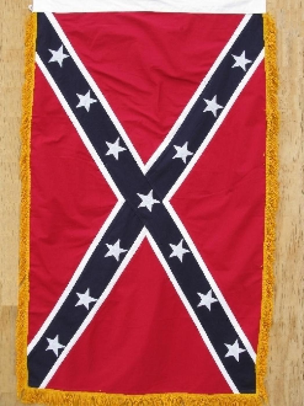 CONFEDERATE NAVAL JACK BATTLE FLAG WITH GOLD FRINGE 3X5' SEWN