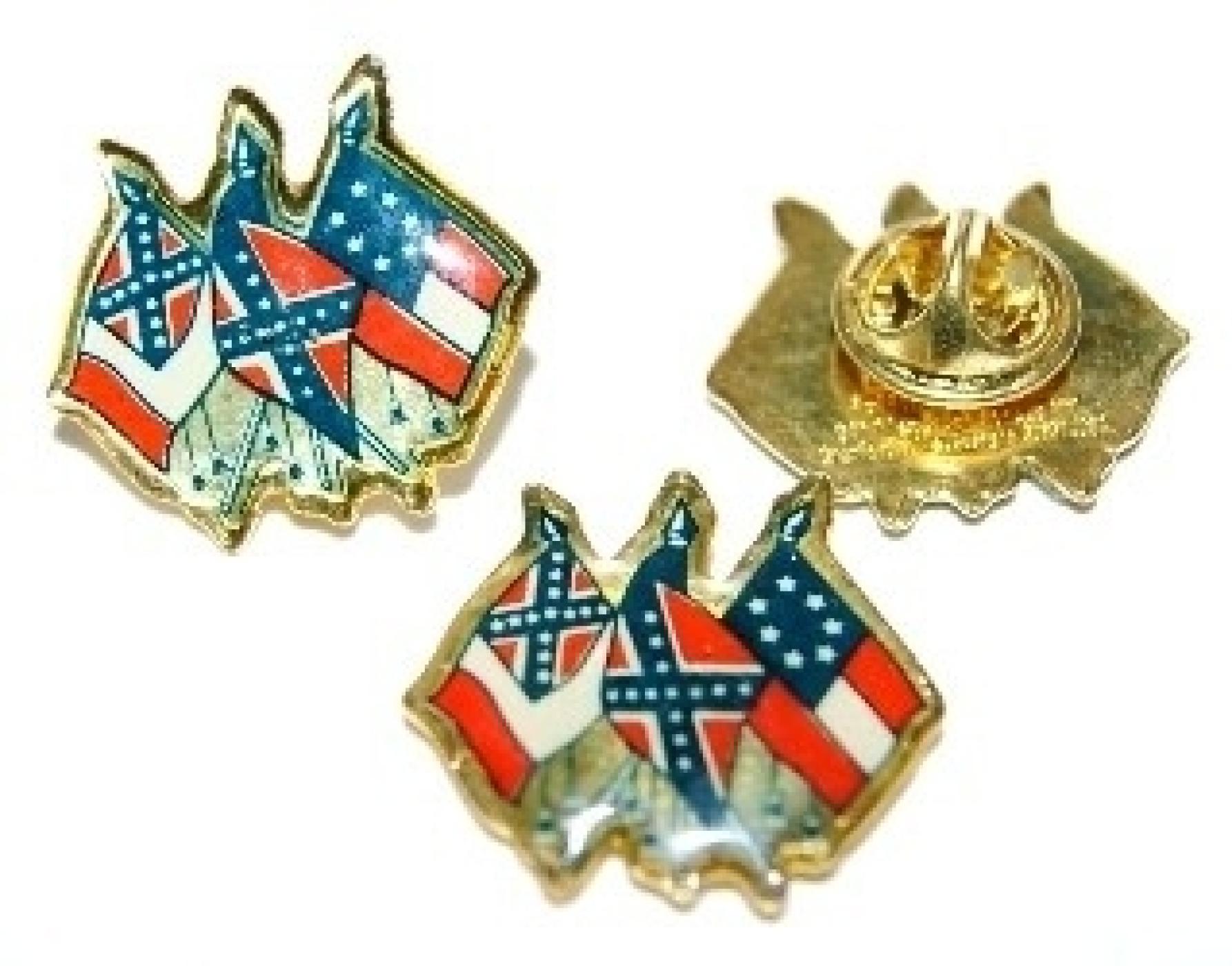 CONFEDERATE THREE  FLAGS PIN